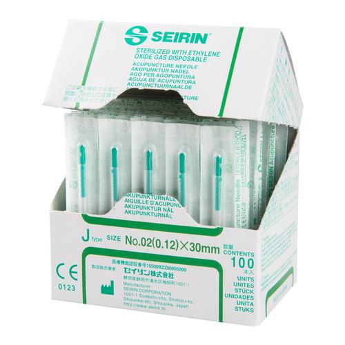 SEIRIN ® tipo J – 0,12 x 30 mm, verde oscuro, 100 piezas por caja., 1002412 [S-J1230], Silicone-Coated Acupuncture Needles