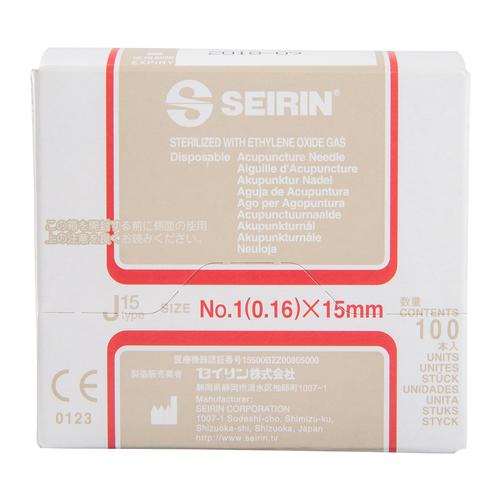 SEIRIN ® tipo J – singularmente suaves; Diámetro 0,16 mm Longitud 15 mm, Colour rojo, 1002415 [S-J1615], Agujas de acupuntura SEIRIN