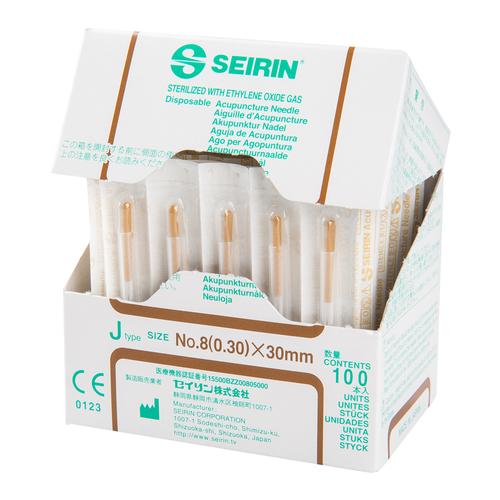 SEIRIN ® tipo J – singularmente suaves; Diámetro 0,30 mm Longitud 30 mm, Colour marrón, 1002426 [S-J3030], Agujas de acupuntura SEIRIN