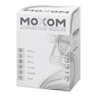 MOXOM Steel  - 0.25 x 25 mm - tubo guía & recubierto de silicona - 100 agujas, 1022109, Agujas de acupuntura MOXOM